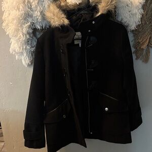SaLe! Maralyn & Me Black Coat with Faux Fur Trim